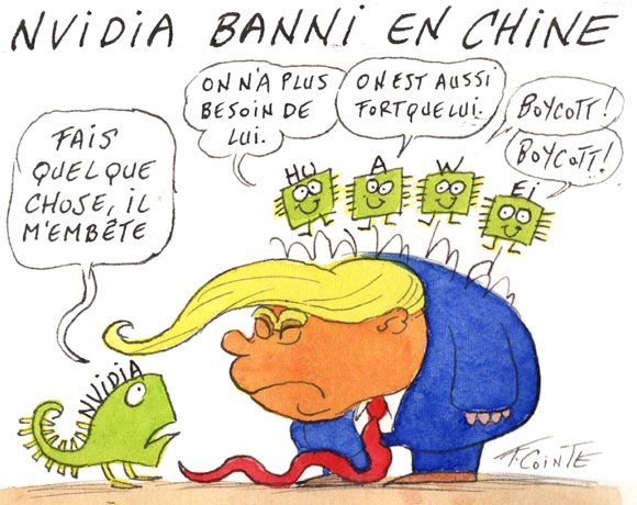 Dessin: Puces IA : la Chine ne veut plus de Nvidia